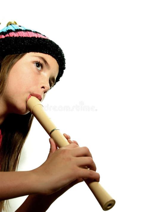 Child playing a recorder stock image. Image of girl, musical - 1253665