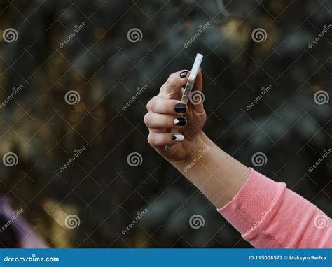 Happy Young Woman Making Selfie. Hand with Phone Stock Image - Image of hand, smart: 115008577