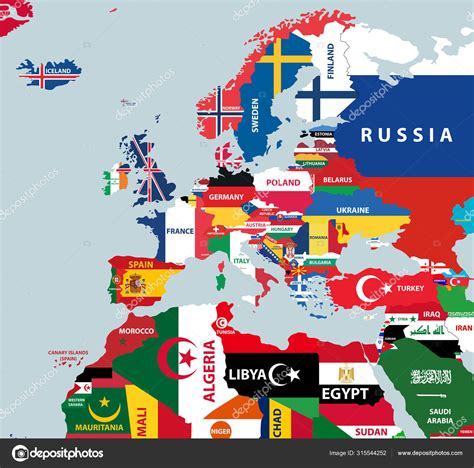 Vector Part World Map Region European North African Countries Mixed ...