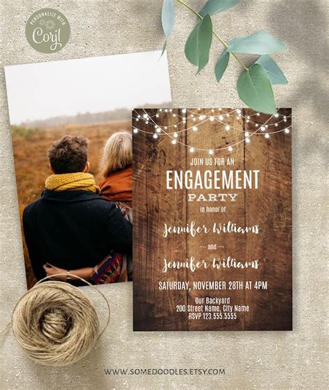 Rustic Engagement Party Invitation Printable Self-editable - Etsy