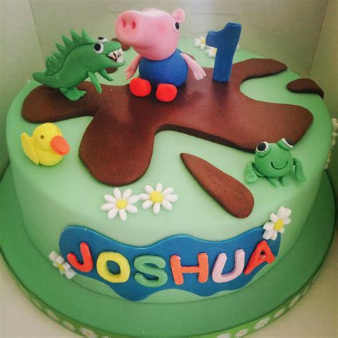 George and his dinosaur.. Peppa pig cake | Peppa pig cake, Pig cake, Cake