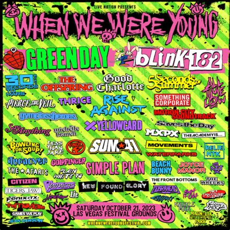 When We Were Young Announces 2023 Lineup Featuring Blink-182, Green Day, The Offspring and More ...