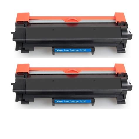 2 Pack Brother TN760 TN-760 TN730 TN-730 Black High Yield Laser Toner Cartridge with Chip