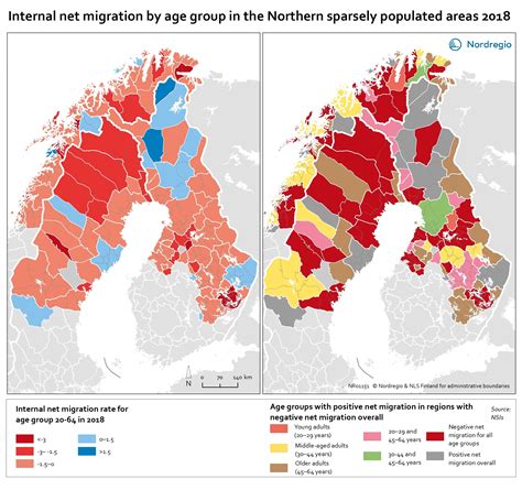 Internal net migration by age group in the Northern sparsely populated ...