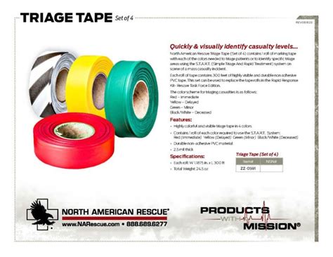 Triage Tape Product Information Sheet | North American Rescue