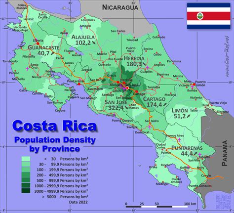 Costa Rica Population Density Map