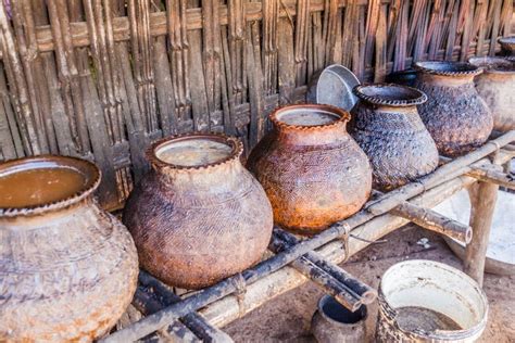 Vessels for a Fermentation of a Palm Wine in Myanm Stock Image - Image ...