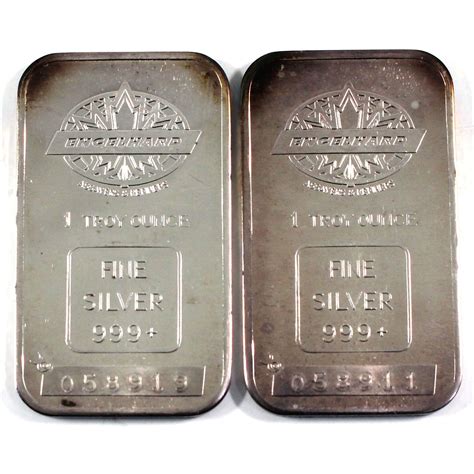 2x vintage Engelhard 1oz Silver Bars, Maple leaf Variety with Blank Back without borders with Canadi