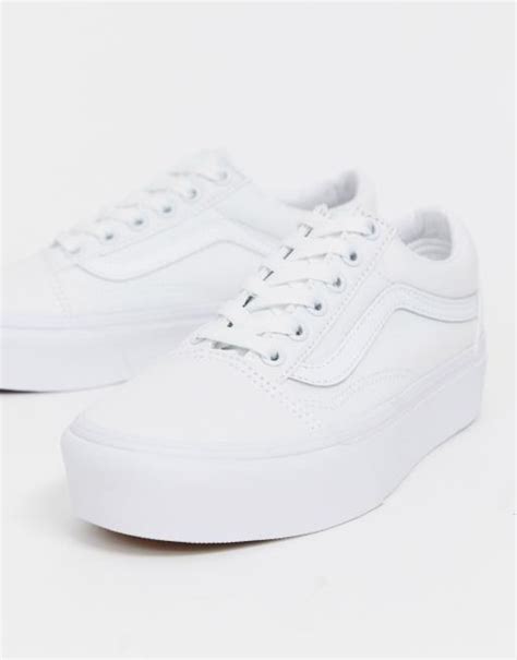 Vans Classic Old Skool platform triple white sneakers | ASOS