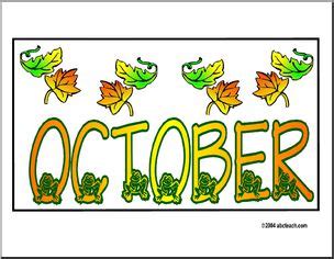 Calendar: October (header) – frogs – Abcteach