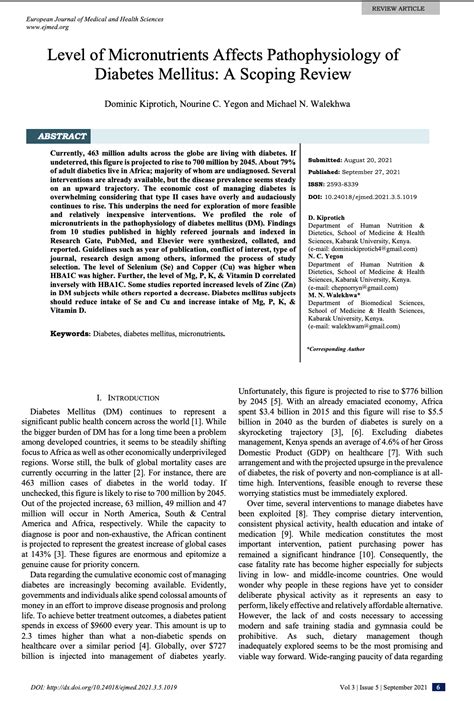 Level of Micronutrients Affects Pathophysiology of Diabetes Mellitus: A ...