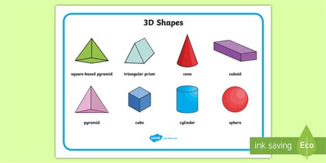 3D Shape Word Mat - Word mat, writing aid, 3D Shape names, Shape