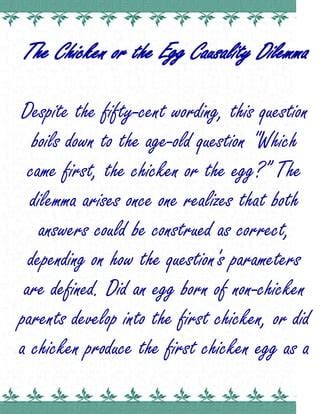 The Chicken Or The Egg Causality Dilemma | PDF