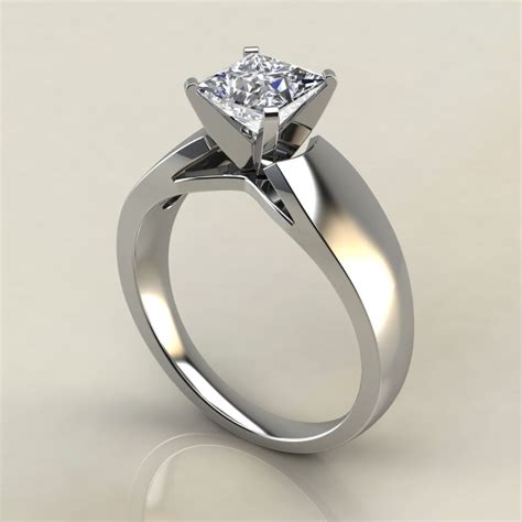 Wide Band Solitaire Princess Cut Moissanite Engagement Ring - Yalish ...