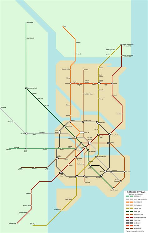 Maps on the Web — imprail: Fanmade Map of Gotham City’s (presumed ...