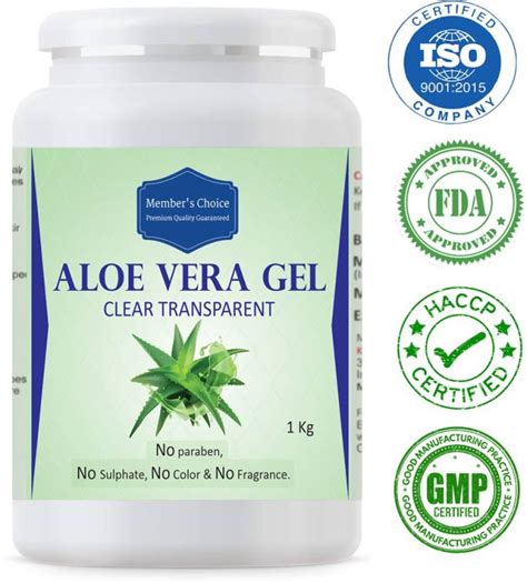 Member's Choice 100% Pure Natural Aloe Vera Gel (1kg) Moisturize (No Chemicals, No Colour, No ...