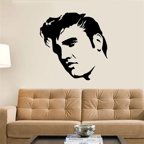 creative large elvis presley wall decals bedroom home decor black ...