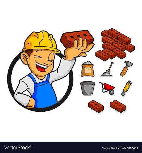 Bricklayer icon set Royalty Free Vector Image - VectorStock