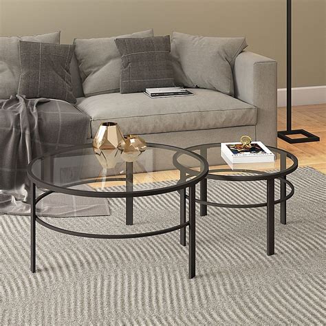 Round Glass Top Nesting Coffee Table Coffee 27 Branchement