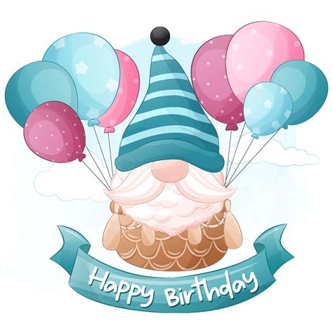 illustration de gnome d'anniversaire mignon 7818694 Art vectoriel chez ...