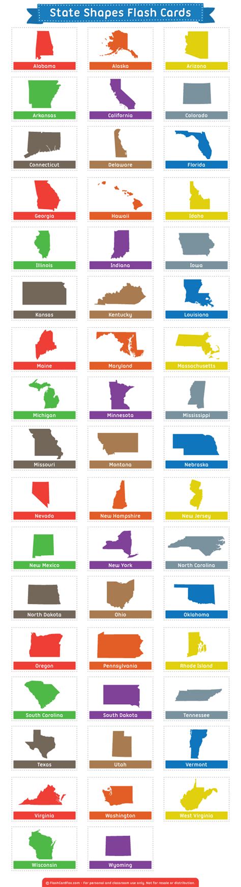 Free printable state shapes flash cards. Download them in PDF format at ...