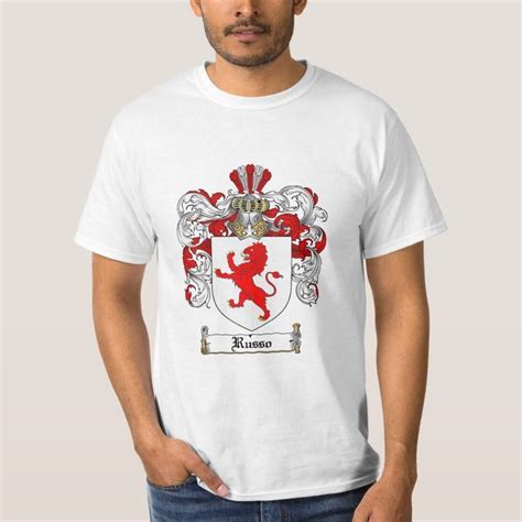 Russo Family Crest - Russo Coat of Arms T-Shirt | Zazzle | Family crest ...