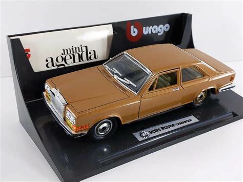 Burago 3001 Rolls Royce Camargue Gold 1:22 on Desk Tidy Diecast Car - Vintage Manufacture