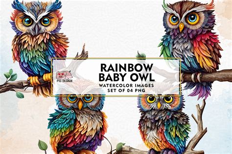 Rainbow Baby Owl Watercolor Sublimation Graphic by PIG.design · Creative Fabrica