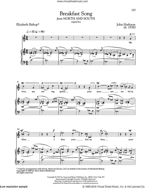 Breakfast Song sheet music for voice and piano (High Voice) (PDF)