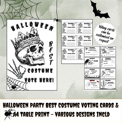 Halloween Best Costume Voting Cards, A4 Print & Best Costume Winners Card PRINTABLE Print at ...