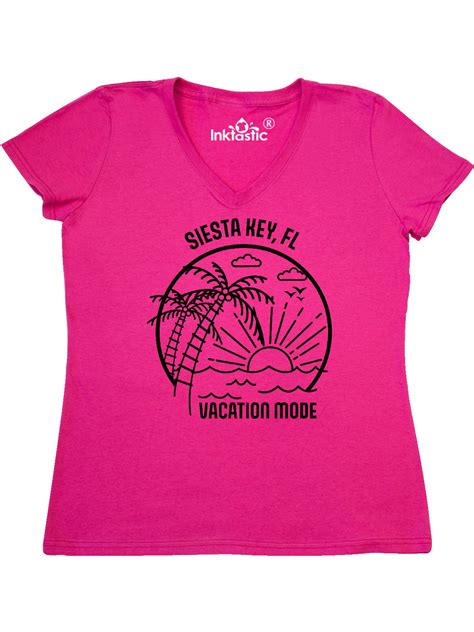 Inktastic Summer Vacation Mode Siesta Key Beach Florida Women's V-Neck T-Shirt - Walmart.com