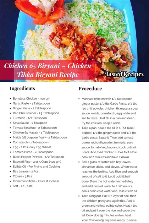 Chicken 65 Biryani - Chicken Tikka Biryani Recipe - Tasted Recipes