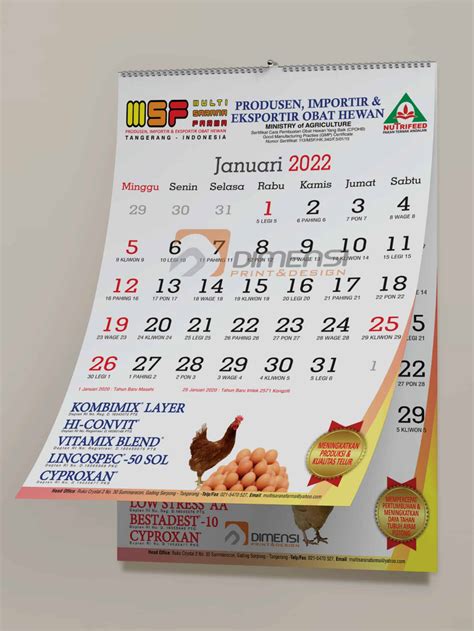 Jasa desain dan cetak kalender dinding online harga murah di Serpong