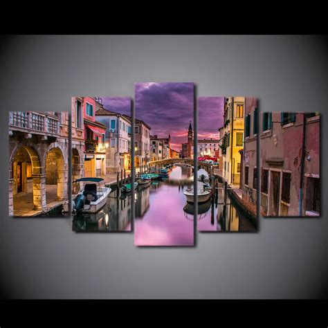 5 Pieces Italy Venice At Dusk Canvas Wall Art HD Prints Paintings Poster Living Room Decor ...