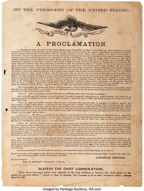 Preliminary Emancipation Proclamation Broadside... Miscellaneous | Lot #49053 | Heritage Auctions