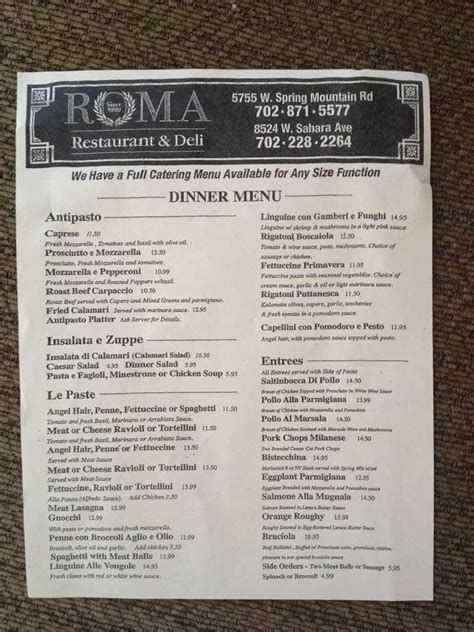 Roma Deli & Restaurant 1 Menu - Urbanspoon/Zomato