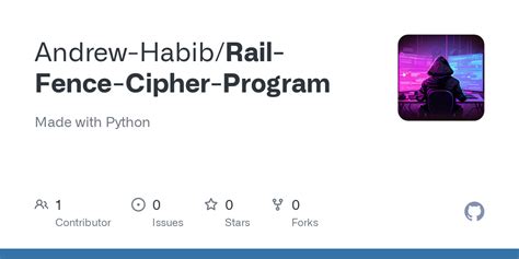 GitHub - Andrew-Habib/Rail-Fence-Cipher-Program: Made with Python