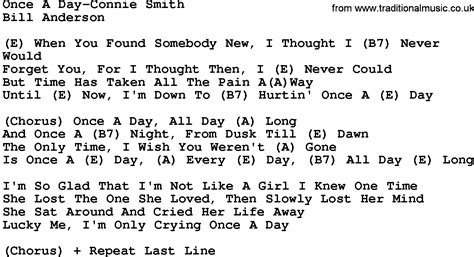 Country Music:Once A Day-Connie Smith Lyrics and Chords