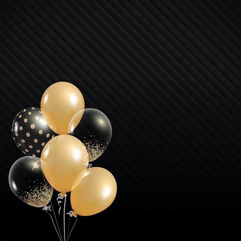 Elegant Golden Balloons on a Black Background