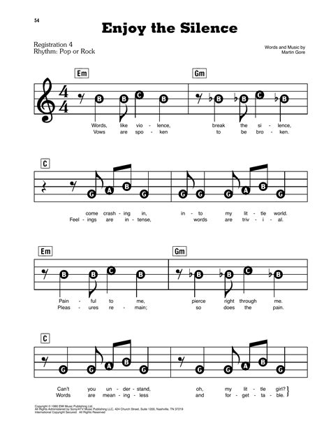 Enjoy The Silence by Depeche Mode Sheet Music for E-Z Play Today at Sheet Music Direct