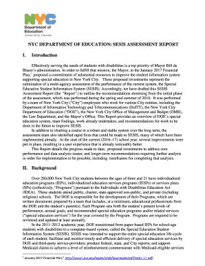 Fillable Online NYC DEPARTMENT OF EDUCATION: SESIS ASSESSMENT REPORT ...