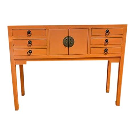 1980s Asian 6 Drawers Beijing Console Table-Orange in 2023 | Console table, Drawers, Table