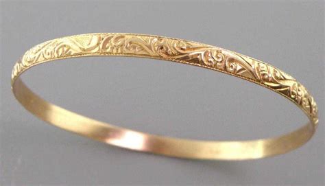 18K YELLOW GOLD LADIES MOROCCAN BANGLE BRACELET LARGE