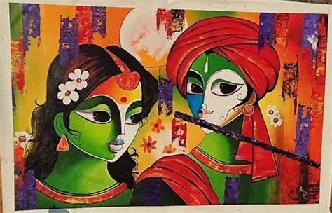 Without Frame Glass Radha Krishna Modern Art Paintings, Size: 3/4.5 Feet at Rs 15000 in Hat Piplia