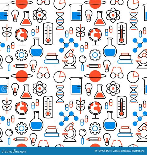 Science Education Outline Icon Seamless Pattern Stock Vector - Illustration of experiment, learn ...