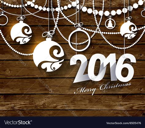 2016 white paper origami happy new year card Vector Image