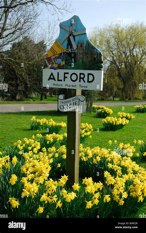 Alford Lincolnshire Market Town Sign Stock Photo - Alamy