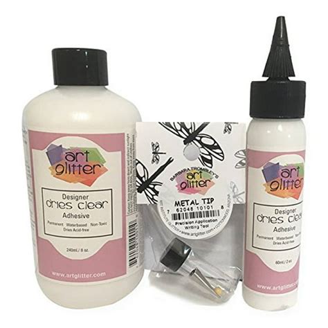 Art Institute Glitter Designer Dries Clear Adhesive Clear Glue Kit Bundle-3 items 8oz,2oz and ...