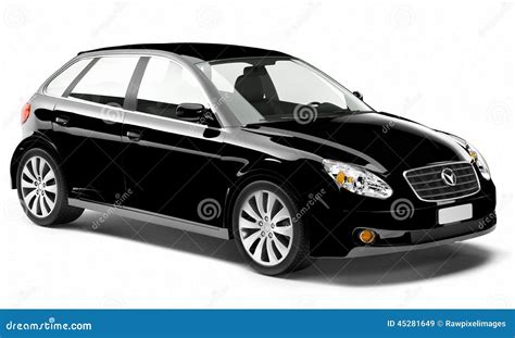 3D Contemporary Shiny Black Car Stock Photo - Image: 45281649