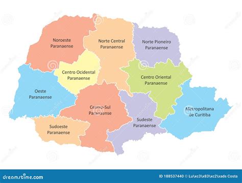 Parana State regions map stock illustration. Illustration of overview ...